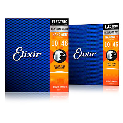 Elixir Electric Guitar Strings with NANOWEB Coating, Light (.010-.046) 2-Pack