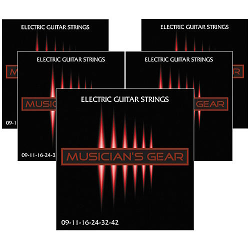 Musician's Gear Electric Nickel Plated Steel Guitar Strings 9-42 - 5-Pack