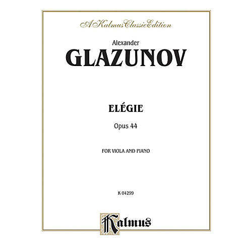 Alfred Elegie for Viola Op. 44 for Viola By Alexander Glazunov Book