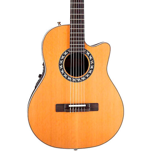 Ovation Elite AX Mid-Depth Cutaway Acoustic-Electric Nylon String Guitar Condition 1 - Mint Natural