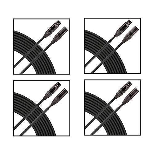 Live Wire Elite Quad Microphone Cable 4-Pack 25 ft. Black
