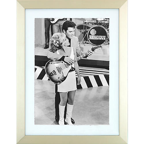 Elvis and Nancy Sinatra Speedway Black and White Framed Photo 15x20