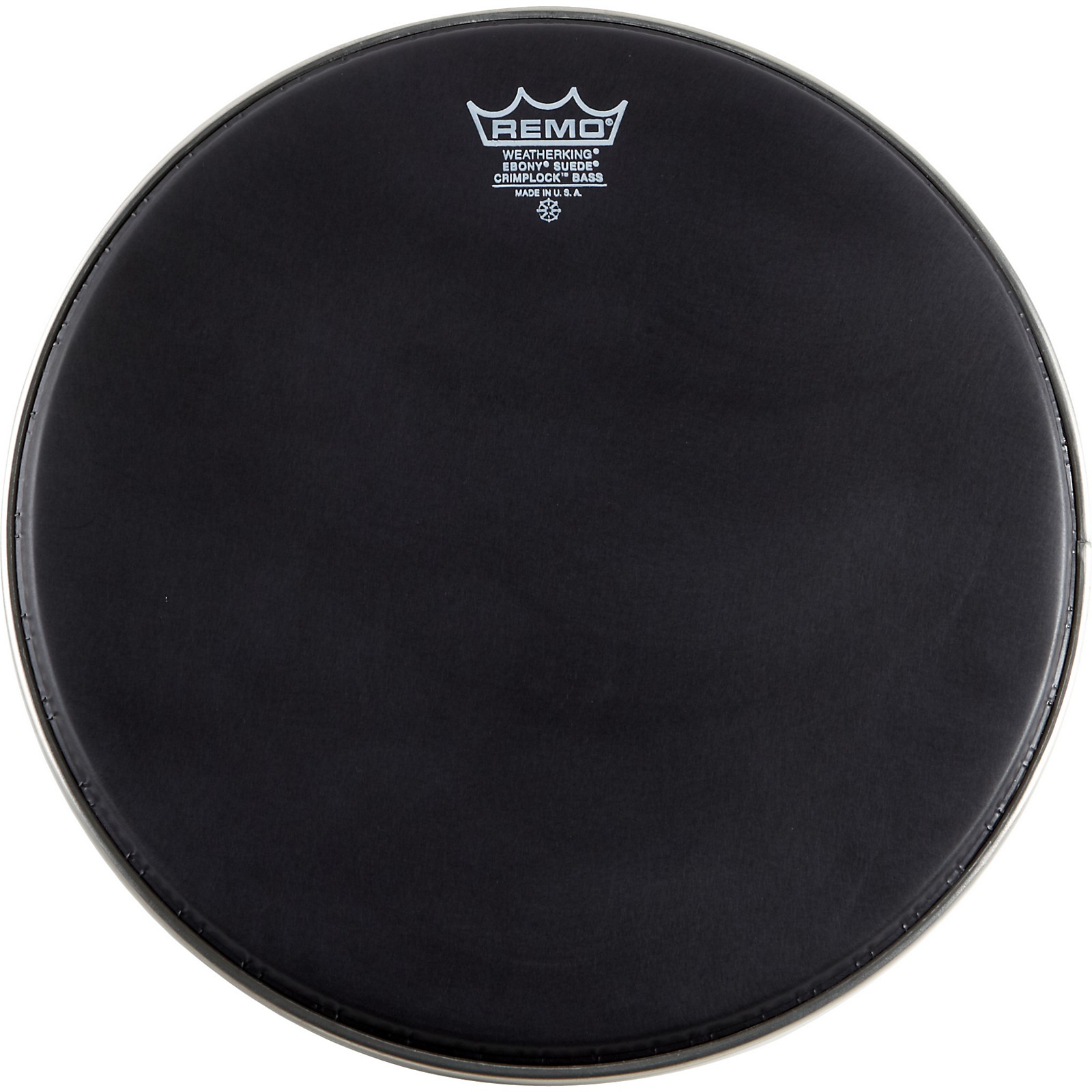 Remo Emperor Ebony Suede Crimplock Marching Bass Drumhead Black Suede