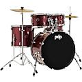 PDP by DW Encore Complete 5-Piece Drum Set With Chrome Hardware and Cymbals Black OnyxRuby Red