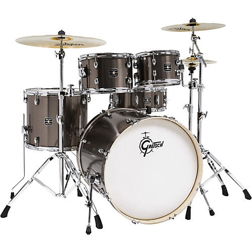 Gretsch Drums Energy 5-Piece Drum Set With Hardware and Zildjian Cymbals Grey Steel