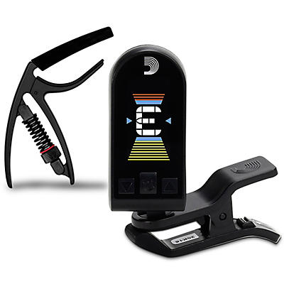 D'Addario Equinox USB Rechargeable Headstock Tuner with NS Reflex Capo