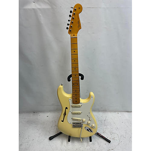 Fender Eric Johnson Thinline Stratocaster Hollow Body Electric Guitar Olympic White