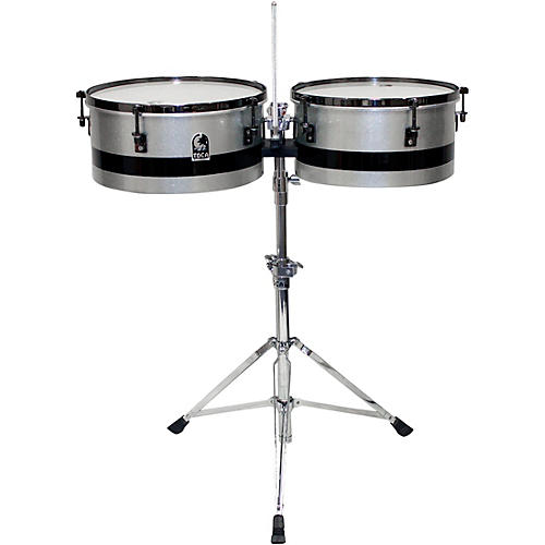 Toca Eric Velez Signature Timbales with Stand Condition 2 - Blemished 14 in./15/in./Gun Metal Glitter 194744477836