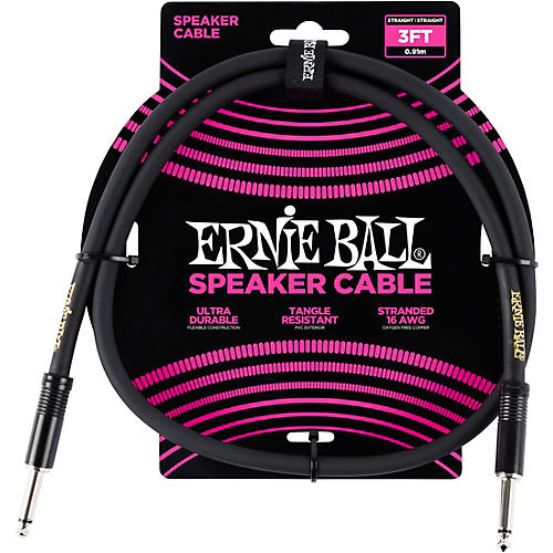 Ernie Ball Ernie Ball Speaker Cable Black Straight/Straight 3 ft. Black