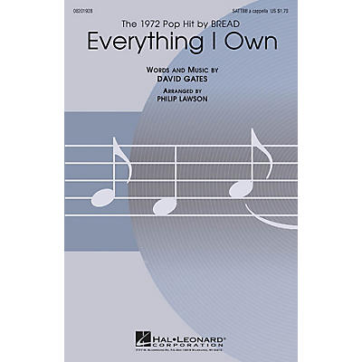 Hal Leonard Everything I Own SATTBB A Cappella by Bread arranged by Philip Lawson