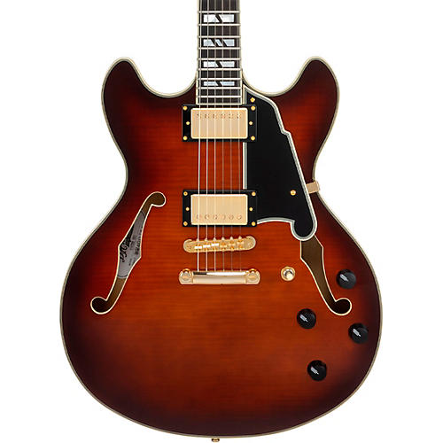 D'Angelico Excel DC Semi-Hollow Electric Guitar Amaretto Burst
