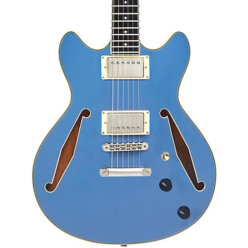 D'Angelico Excel Mini DC Tour Semi-Hollow Electric Guitar With Supro Bolt Bucker Pickups and Stopbar Tailpiece Condition 1 - Mint Slate Blue