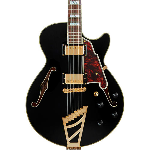 D'Angelico Excel Series SS Semi-Hollow Electric Guitar with Stairstep Tailpiece Black