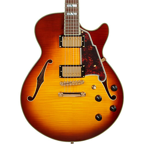 D'Angelico Excel Series SS Semi-Hollow Electric Guitar with Stopbar Tailpiece Condition 1 - Mint Iced Tea Burst
