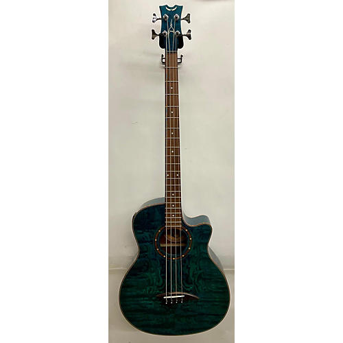 Dean Exotica Quilted Ash EQABA Acoustic Bass Guitar Blue