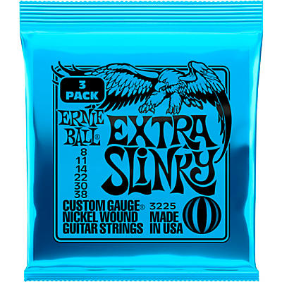 Ernie Ball Extra Slinky Nickel Wound Electric Guitar Strings 3-Pack