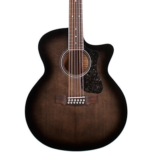 Guild F-2512CE Deluxe 12-String Cutaway Jumbo Acoustic-Electric Guitar Trans Black Burst
