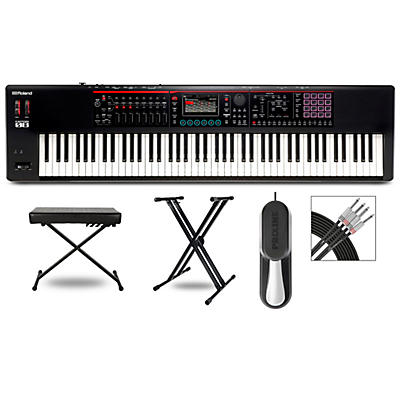 Roland FANTOM-08 Synthesizer With X-Stand, Sustain Pedal and Bench Plus Livewire Audio Cables