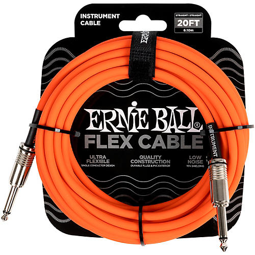 Ernie Ball FLEX Straight to Straight Instrument Cable 20 ft. Orange
