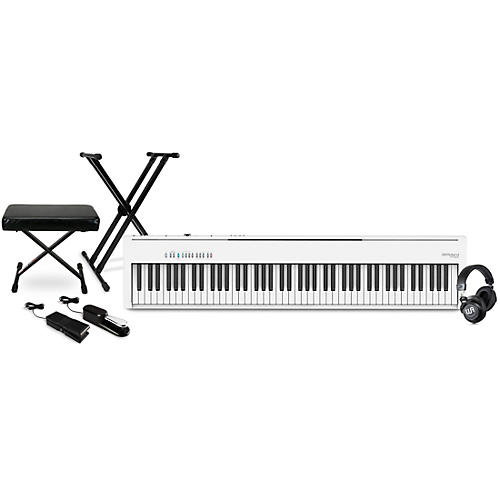 Roland FP-30X 88-Key Digital Piano with Warm Audio WA-CAB Headphone Package (Pedals/Bench/Stand Included) White