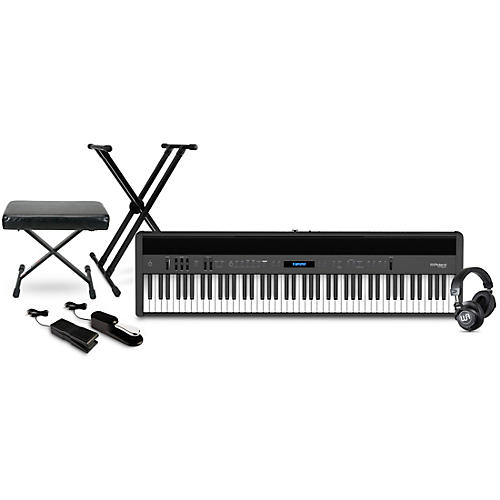 Roland FP-60X 88-Key Digital Piano with Warm Audio WA-CAB Headphone Package (Pedals/Bench/Stand Included) Black