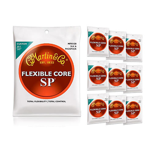 Martin FX130 Silk and Phosphor Acoustic Guitar Strings 10 Pack