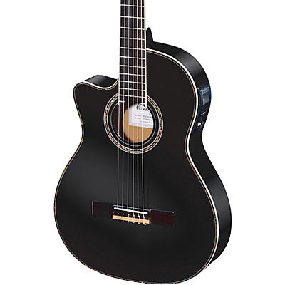 Ortega Family Series Pro RCE145LBK Thinline Acoustic-Electric Left-Handed Nylon Guitar