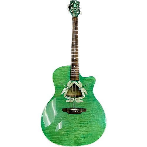 Luna Guitars Fau Df Qm Acoustic Electric Guitar Green