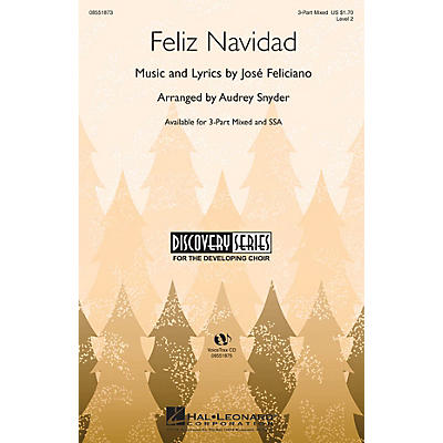 Hal Leonard Feliz Navidad 3-Part Mixed arranged by Audrey Snyder