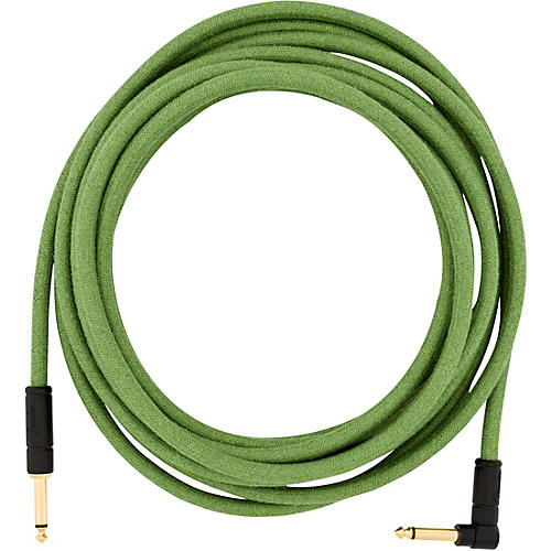 Fender Festival Pure Hemp Straight to Angle Instrument Cable 18.6 ft. Green