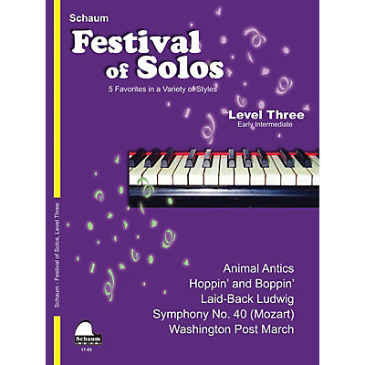 SCHAUM Festival of Solos (Level 3 Early Inter Level) Educational Piano Book by Various