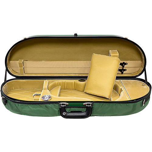 Bobelock Fiberglass Half-Moon Violin Case 4/4 Size Green Exterior, Tan Interior