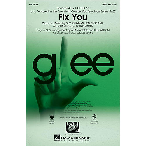 Hal Leonard Fix You SAB by Coldplay arranged by Adam Anders