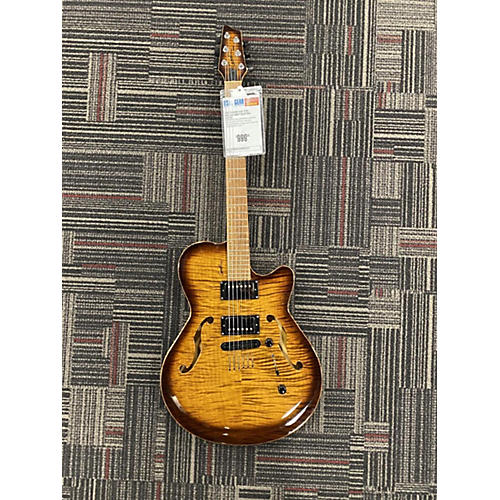 Godin Flat Five Hollow Body Electric Guitar Trans Amber