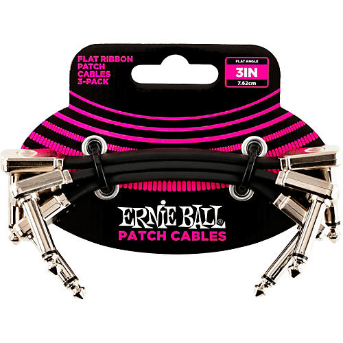 Ernie Ball Flat Ribbon 3-Pack Patch Cables 2.93 inches Black