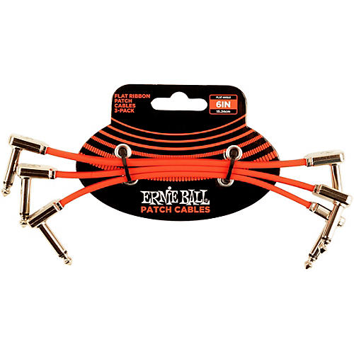 Ernie Ball Flat Ribbon Patch Cables, 3-Pack 6 in. Red
