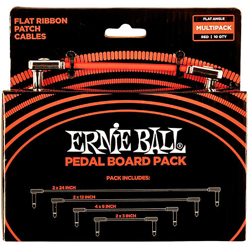 Ernie Ball Flat Ribbon Patch Cables Pedalboard Multi-Pack Red