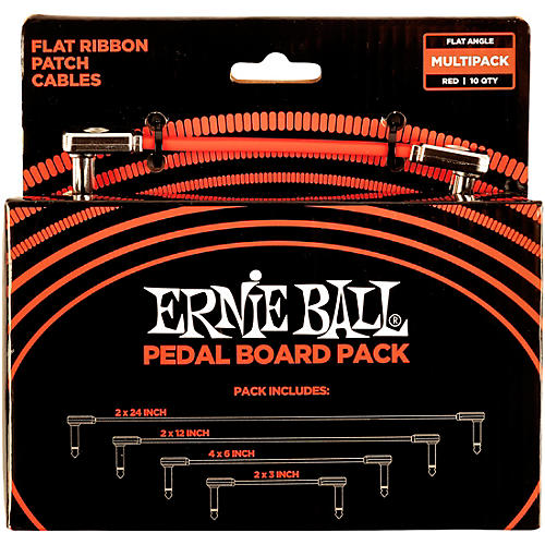 Ernie Ball Flat Ribbon Patch Cables Pedalboard Multipack Red