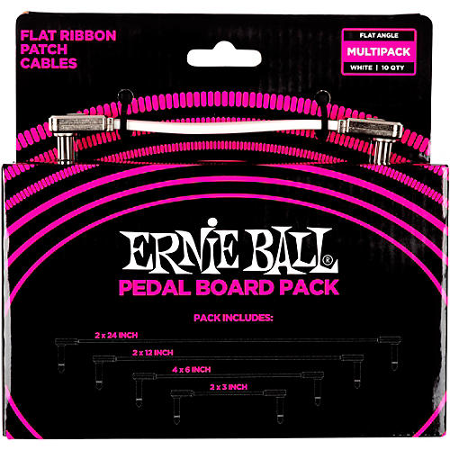 Ernie Ball Flat Ribbon Patch Cables Pedalboard Multipack White