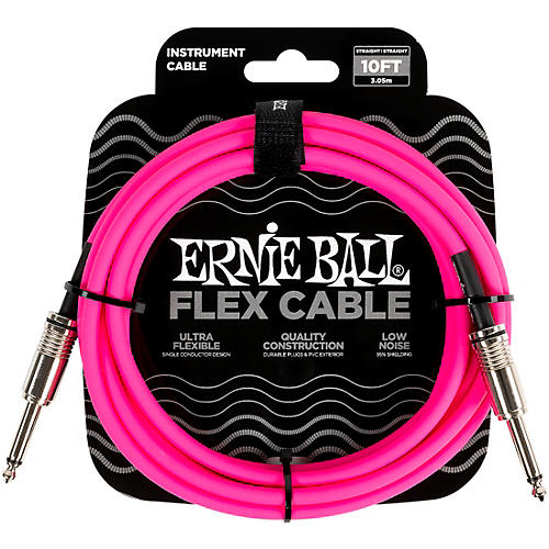Ernie Ball Flex Straight to Straight Instrument Cable 10 ft. Pink