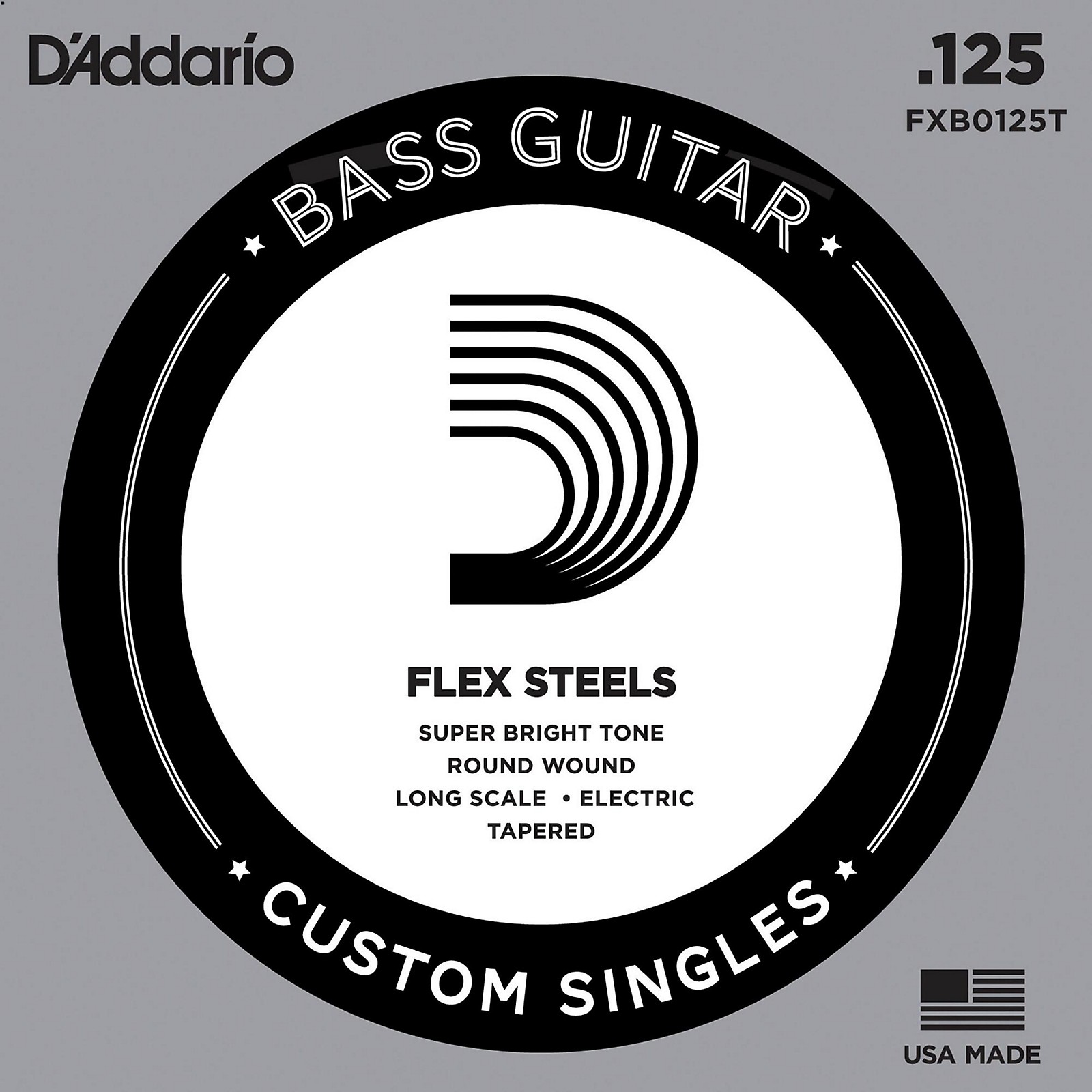 D'Addario FlexSteel Long Scale Tapered Single Bass Guitar String (.125