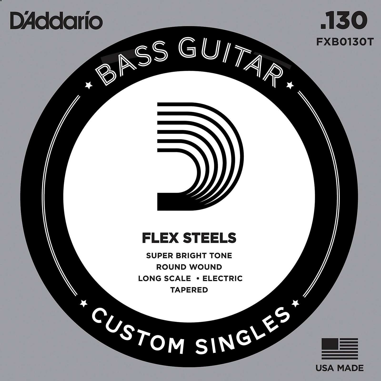 D'Addario FlexSteel Long Scale Tapered Single Bass Guitar String (.130
