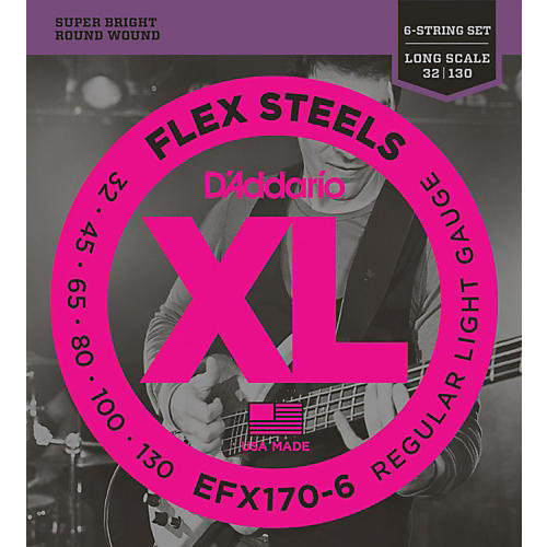 Flexsteels Long Scale 6-String Bass Guitar Strings (32-130)