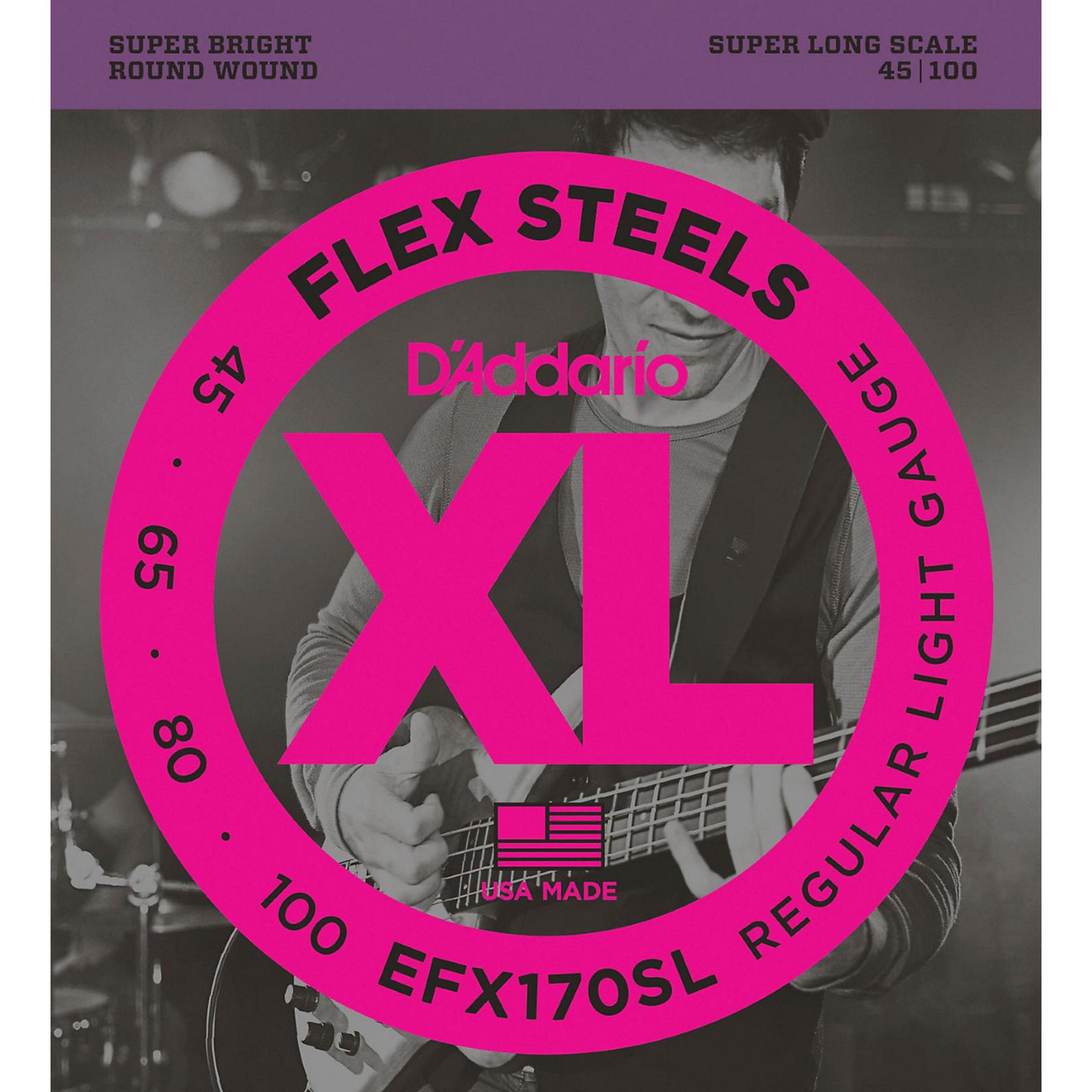D'Addario Flexsteels Super Long Scale Bass Guitar Strings (45100