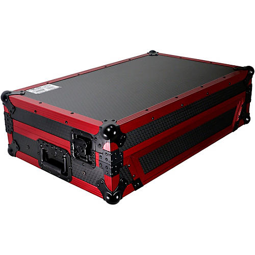 Flight Case for Pioneer DDJ-1000 / SRT/ SX3 w/ 1U Rackspace, Sliding Laptop Shelf & Wheels & LED KIT - Limited Edition Red