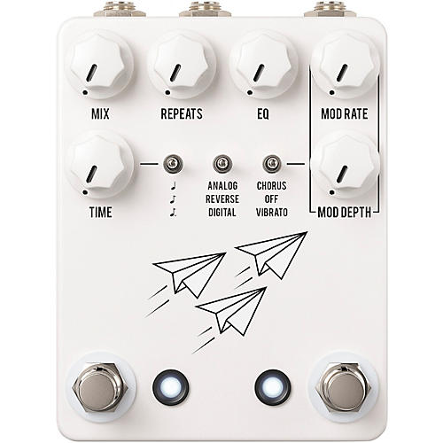 JHS Pedals Flight Delay Reverse Analog Digital Chorus Vibrato Effects Pedal White