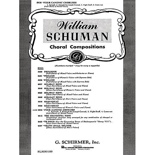 G. Schirmer Four Canonic Choruses Unaccompanied A Cappella SATB composed by W Schuman