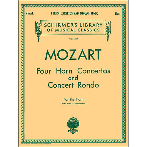 G. Schirmer Four Horn Concertos And Concert Rondo for The Horn with Piano Accompaniment