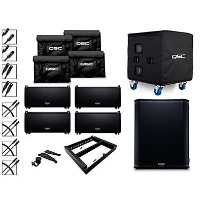 QSC Four LA108 Ground Stack Active Line Array Speaker Package With KS118 Subwoofer