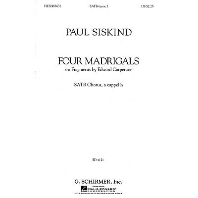 G. Schirmer Four Madrigals (SSAATTBB a cappella) SATB DV A Cappella composed by Paul Siskind